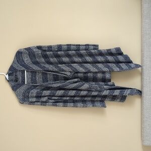 S/M Barefoot Dreams Blue Striped Open Front Cardigan Sweater Bamboo Chic Lite